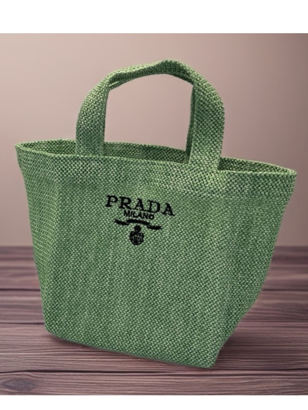 Prada Green Woven Mini Tote